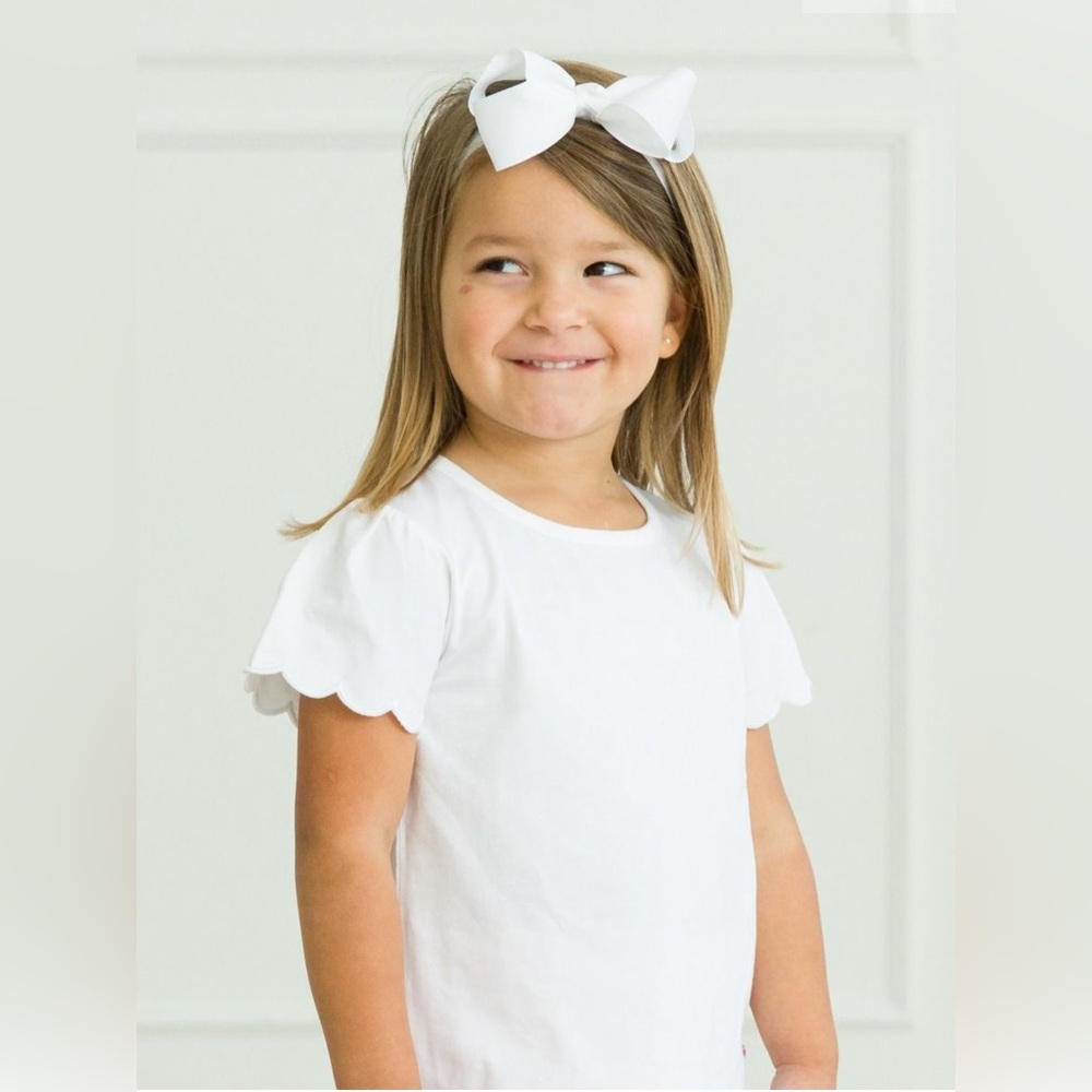 RuffleButts White Scallop Tee